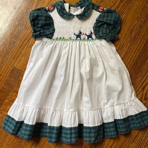 Vintage Polly Flinders smocked Scottie dog dress